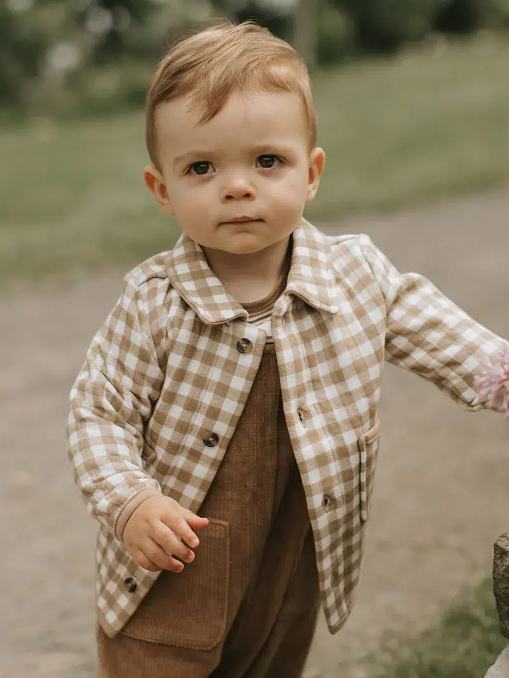Gingham Quilted Cardigan | Petit Lem